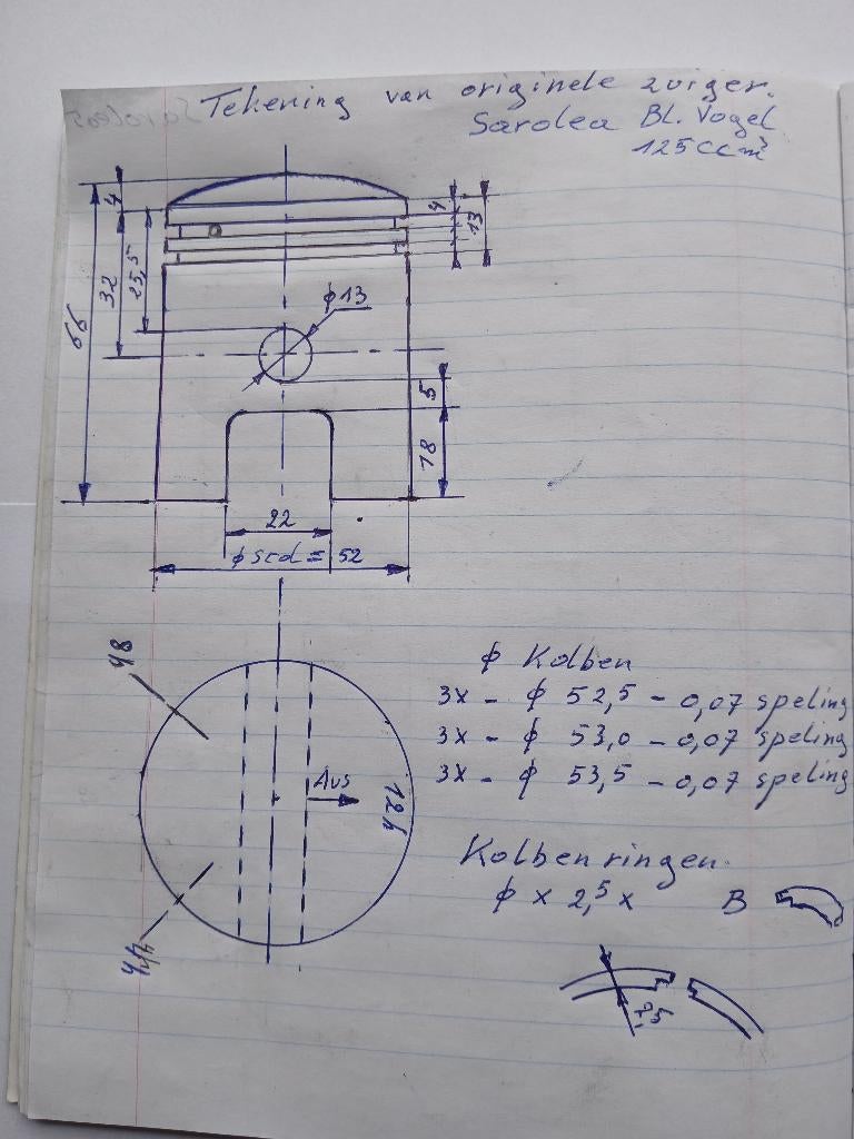 Zuiger voor Saroléa Blauwe Vogel, Ophalen of Verzenden, Gereviseerd