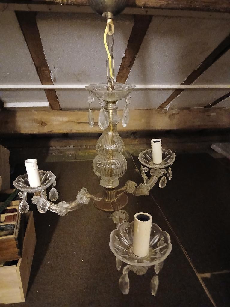 Lustre 3 branches en cristal, Antiquités & Art, Enlèvement