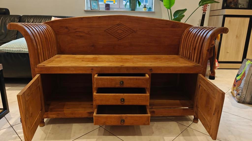 Massieve teak zitbank met opbergruimte - indonesisch, Ophalen