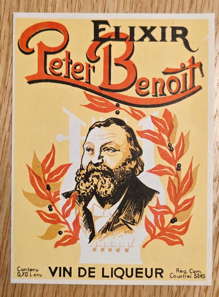 Elixir Peter Benoit - Kortrijk Old label Label 109, Ophalen of Verzenden, Overige typen