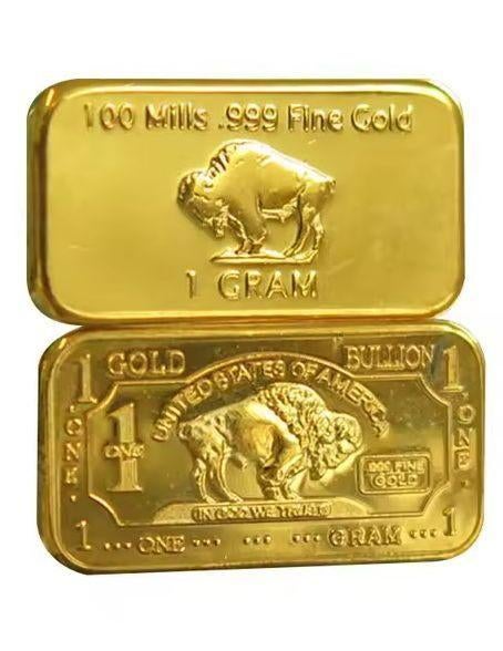 Goud bar Au met 24k 100 milligram puur goud verguld !!!, Ophalen of Verzenden, Goud