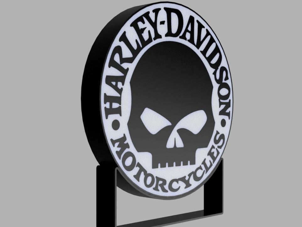 Zeer unieke Harley Davidson Flame Skull reclamebak., Verzamelen, Merken en Reclamevoorwerpen, Ophalen of Verzenden