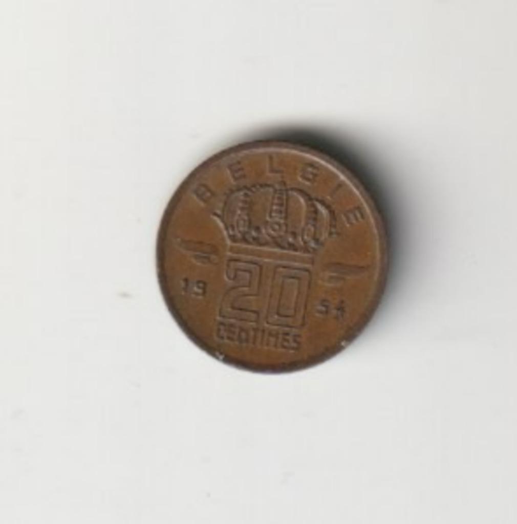20 C BELGIE BAUDOUIN 1954 NL PIECE, Timbres & Monnaies, Monnaies | Belgique, Enlèvement ou Envoi, Série