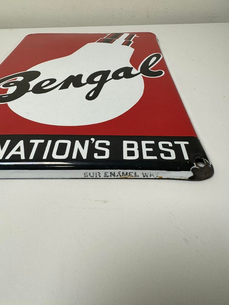 Enseigne publicitaire en émail lampes du Bengale, Collections, Enlèvement ou Envoi, Utilisé, Panneau publicitaire