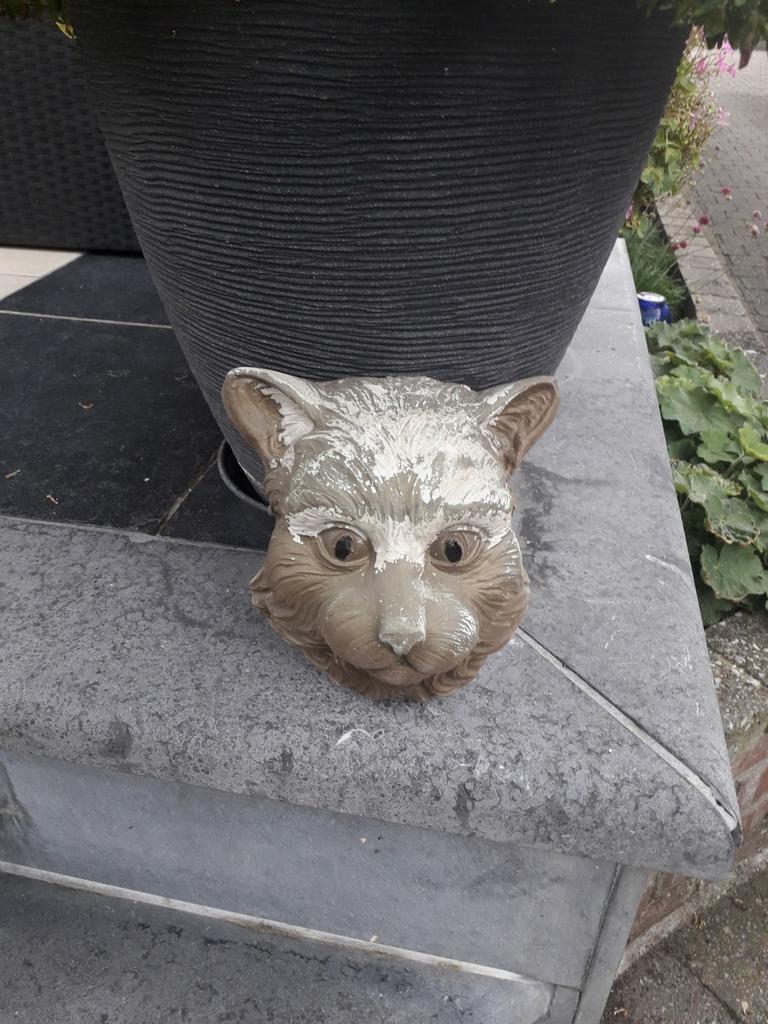 Belle tête de chat en béton coloré, Jardin & Terrasse, Enlèvement