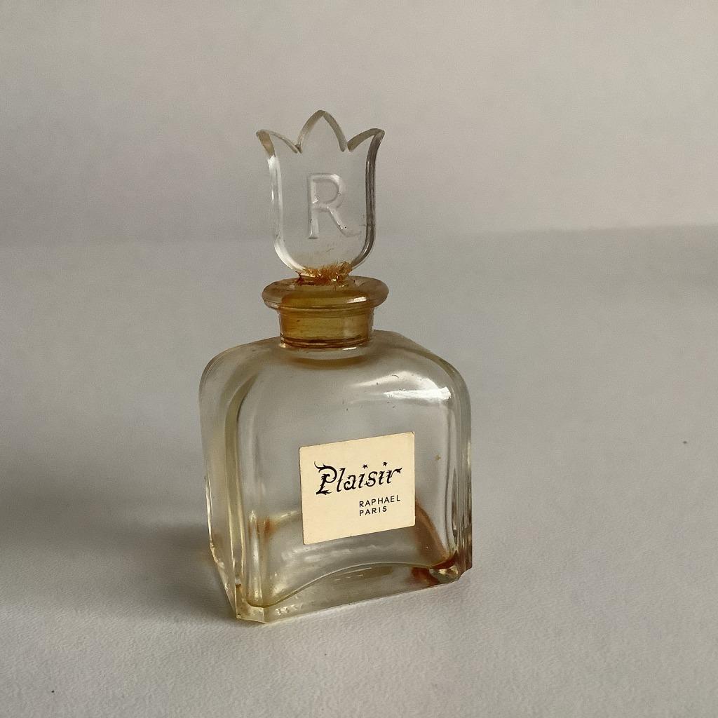 Flacon de parfum miniature vintage de Plaisir par Raphael, Collections, Parfums, Utilisé, Miniature, Enlèvement ou Envoi