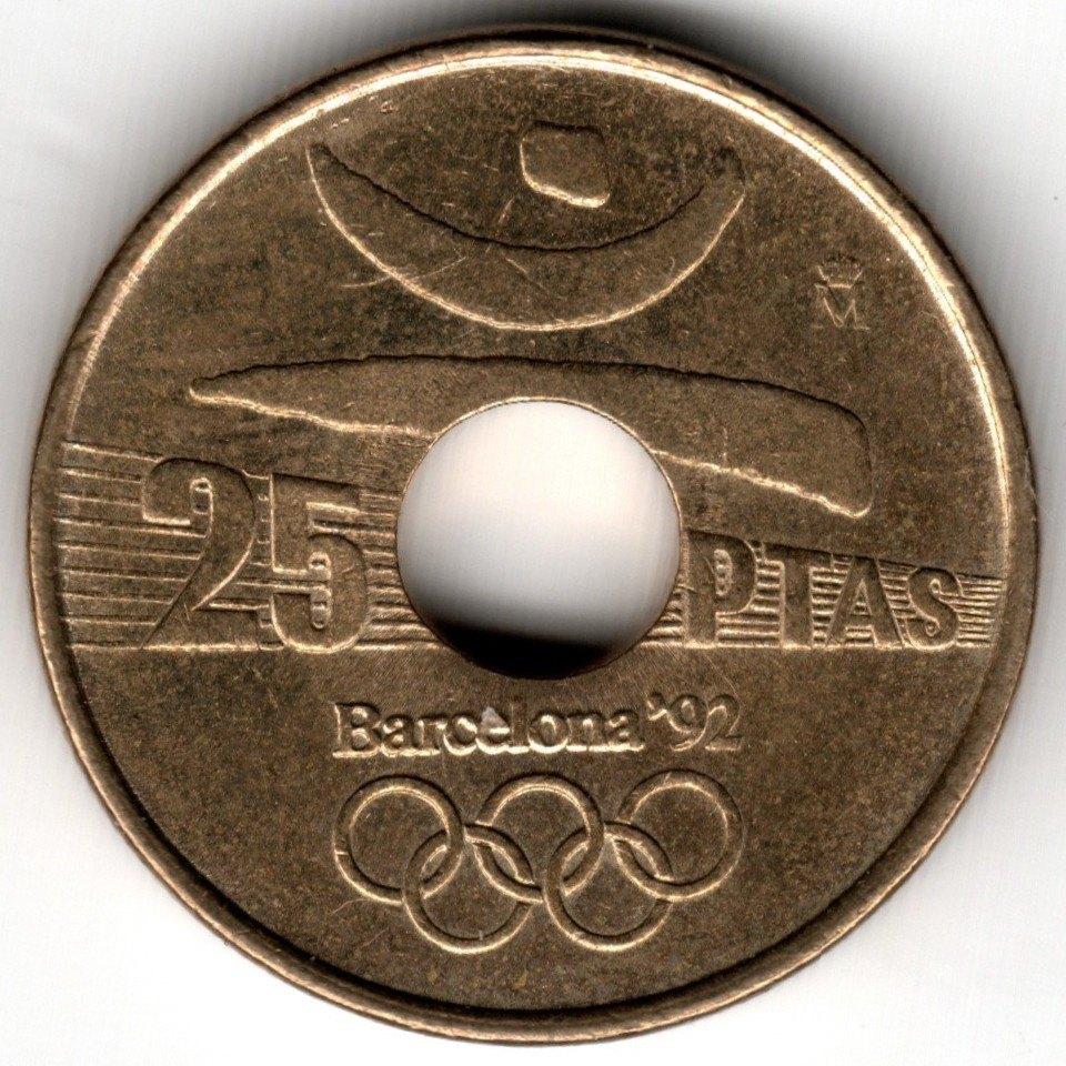 Espagne: 25 Pesetas 1990 Lance-disque : Jeux olympiques 1992, Enlèvement ou Envoi, Autres pays, Monnaie en vrac