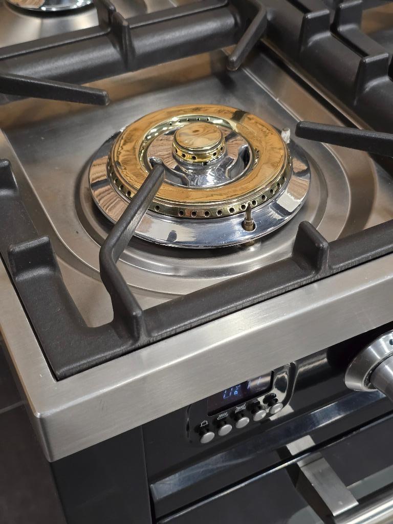 🔥Luxe Fornuis Boretti 90cm hoogglans zwart rvs 6 pits, Elektronische apparatuur, Fornuizen, 60 cm of meer, Ophalen of Verzenden