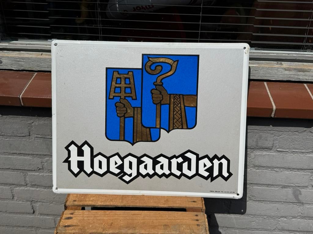 Hoegaarden bier emaille reclamebord, Verzamelen, Ophalen of Verzenden, Gebruikt, Reclamebord