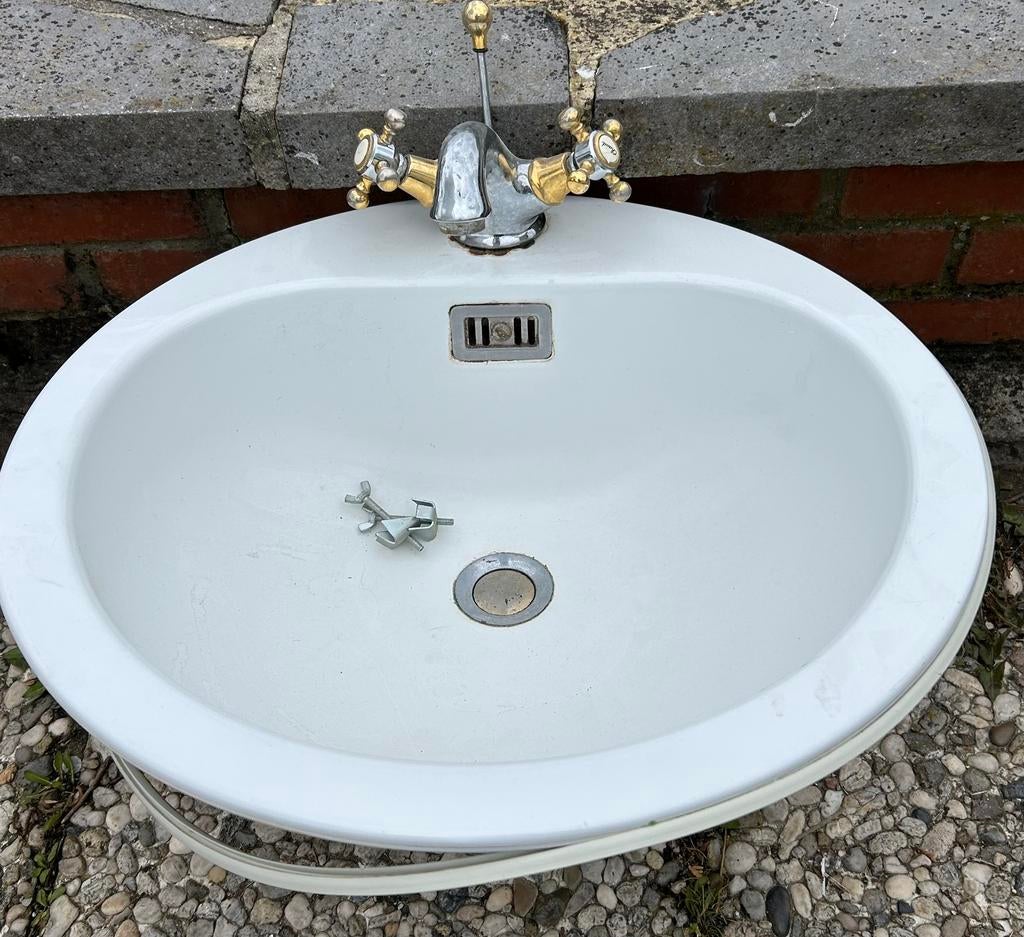 Evier sdb + robinet mitigeur avec joint evier bouchon, Maison & Meubles, Enlèvement, Utilisé, Lavabo ou Évier