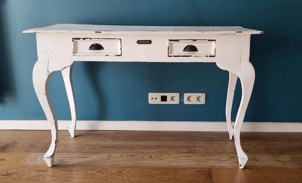 Vintage Shabby Chic consoletafel met 2 laden, Ophalen