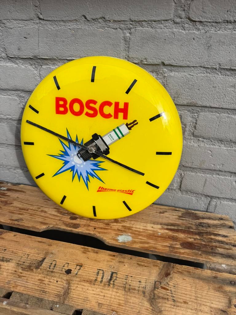 Ancienne horloge publicitaire BOSCH Bougie, Collections, Marques & Objets publicitaires, Enlèvement, Utilisé, Panneau publicitaire