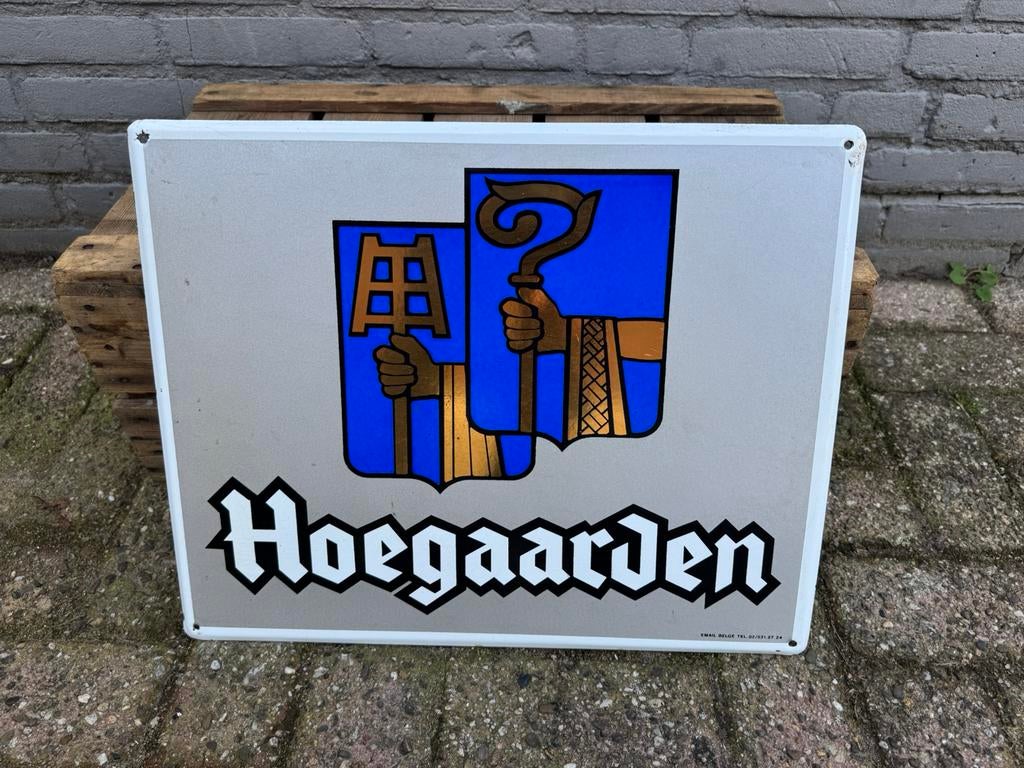 Hoegaarden bier oud emaille reclamebord, Ophalen of Verzenden, Gebruikt, Reclamebord