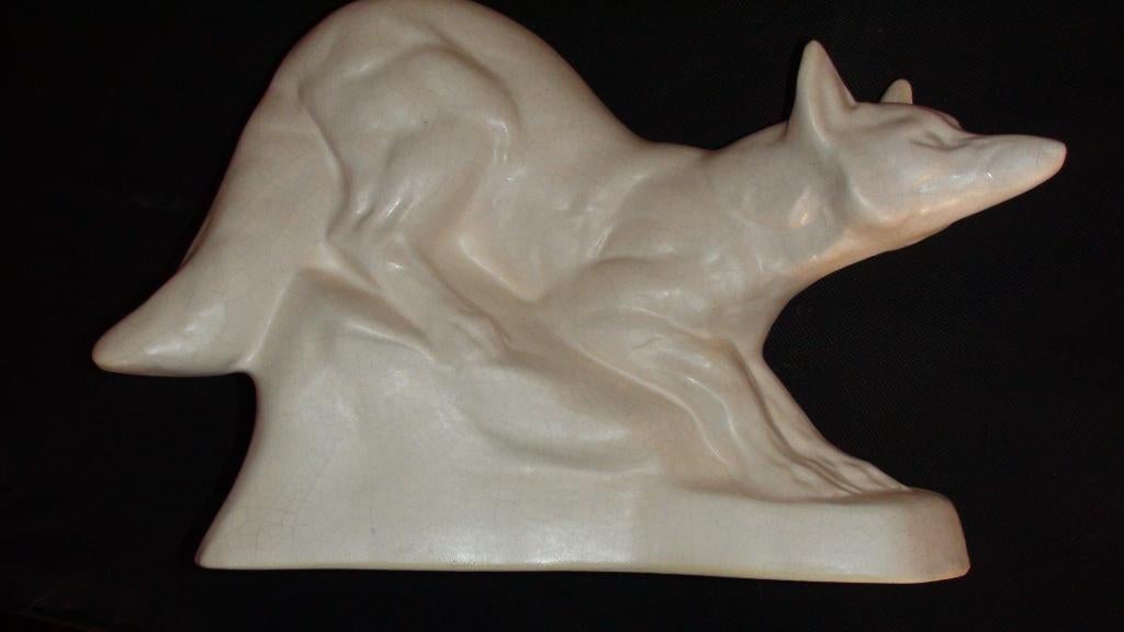 ART DECO BEELD VOS KERAMIEK CRAQUELÉ, Antiek en Kunst, Antiek | Keramiek en Aardewerk, Ophalen of Verzenden