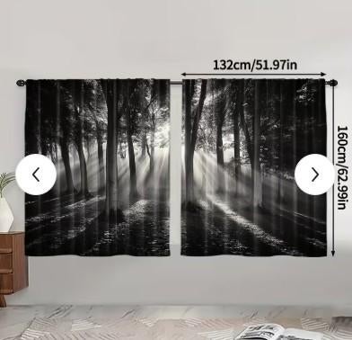 8 élégants Rideaux de forêt Brumeuse Gothique. - NEUF, Huis en Inrichting, Stoffering | Gordijnen en Lamellen, Nieuw, 150 tot 200 cm