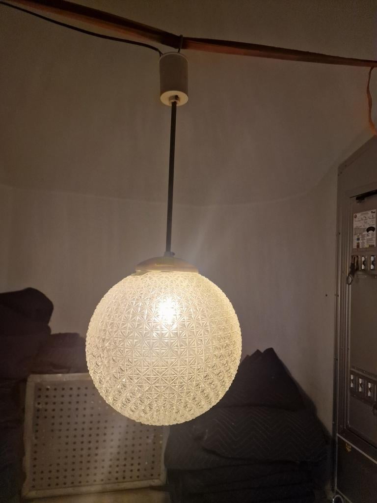 Glazen bol lamp  mid century, Huis en Inrichting, Ophalen, Gebruikt, Mid century, Glas
