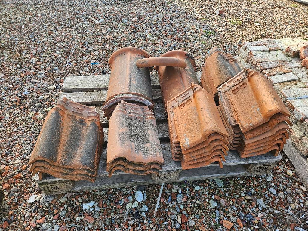 Pottelberg kantpannen + vorst nokken, Doe-het-zelf en Bouw, Dakpannen en Dakbedekking, Ophalen, Gebruikt