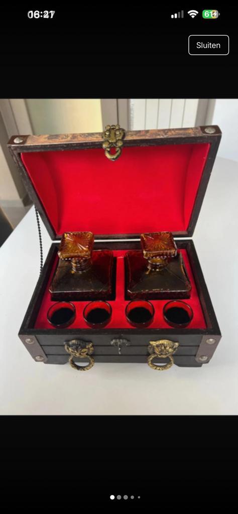 Ensemble de bar Vintage Treasure Chest avec carte du monde, Antiquités & Art, Enlèvement ou Envoi