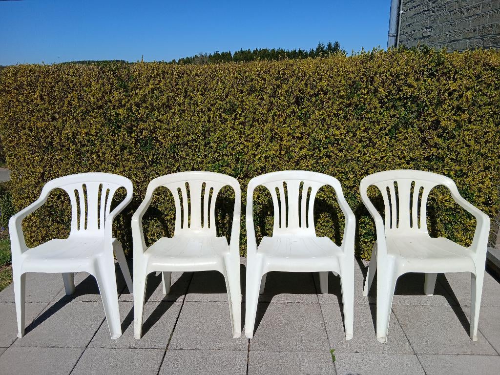 Witte PVC-tuinmeubelen, Ophalen, Gebruikt, Plastic, Stapelbaar