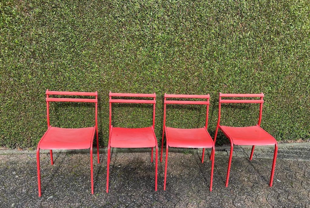 4 chaises iKEA, Enlèvement, Utilisé, Métal, Empilable