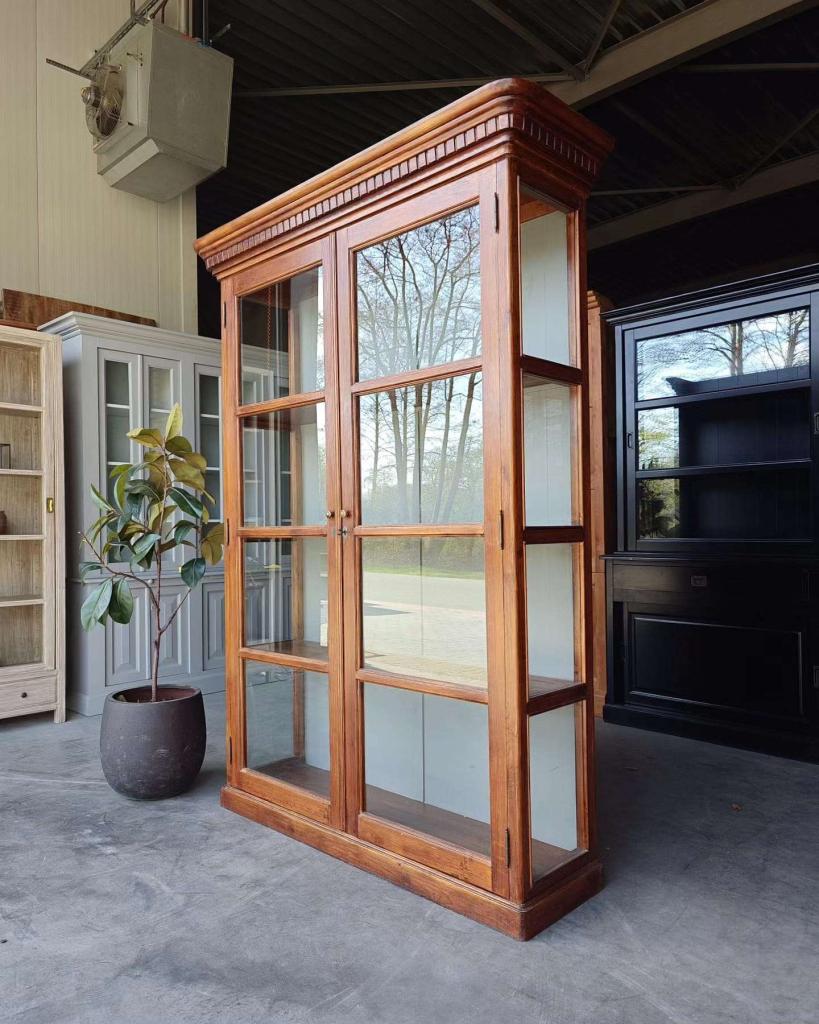 Prachtige eikenhouten vitrinekast | Servieskast #9138, Ophalen of Verzenden