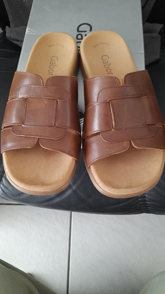 Nouveaux chaussons en cuir marron de Gabor, Enlèvement ou Envoi, Brun, Sandales de bain