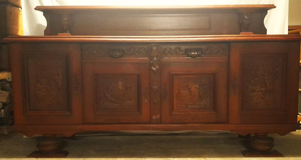 Buffet chêne VINTAGE - Années 1950, 200 cm ou plus, Avec tablette(s), Années 1950, Enlèvement