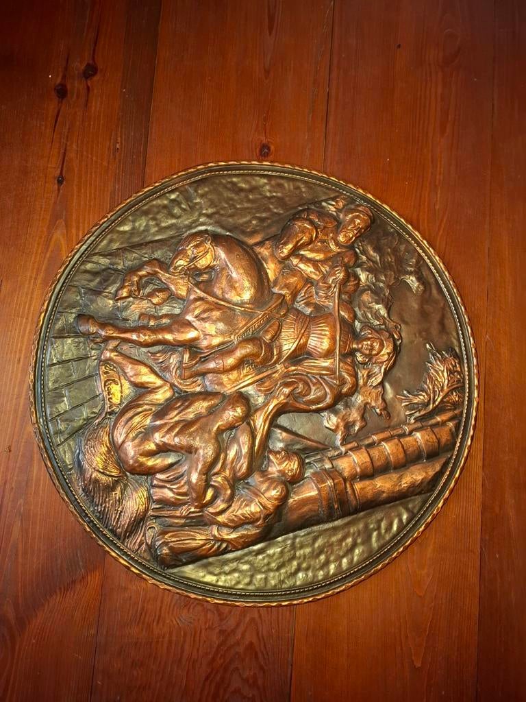 Koperen wandplaat sint maarten, Antiek en Kunst, Ophalen of Verzenden