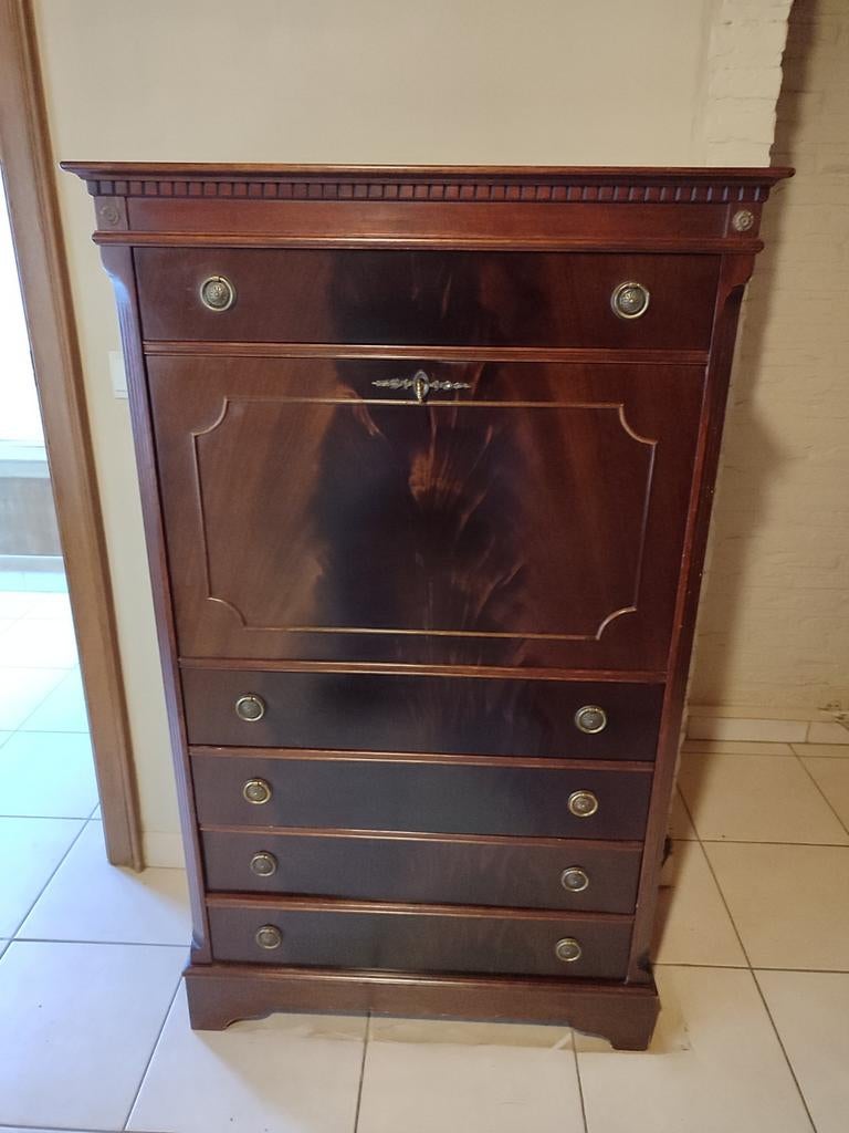 Secretaire bureau meubel kast schrijftafel antiek hout, Enlèvement
