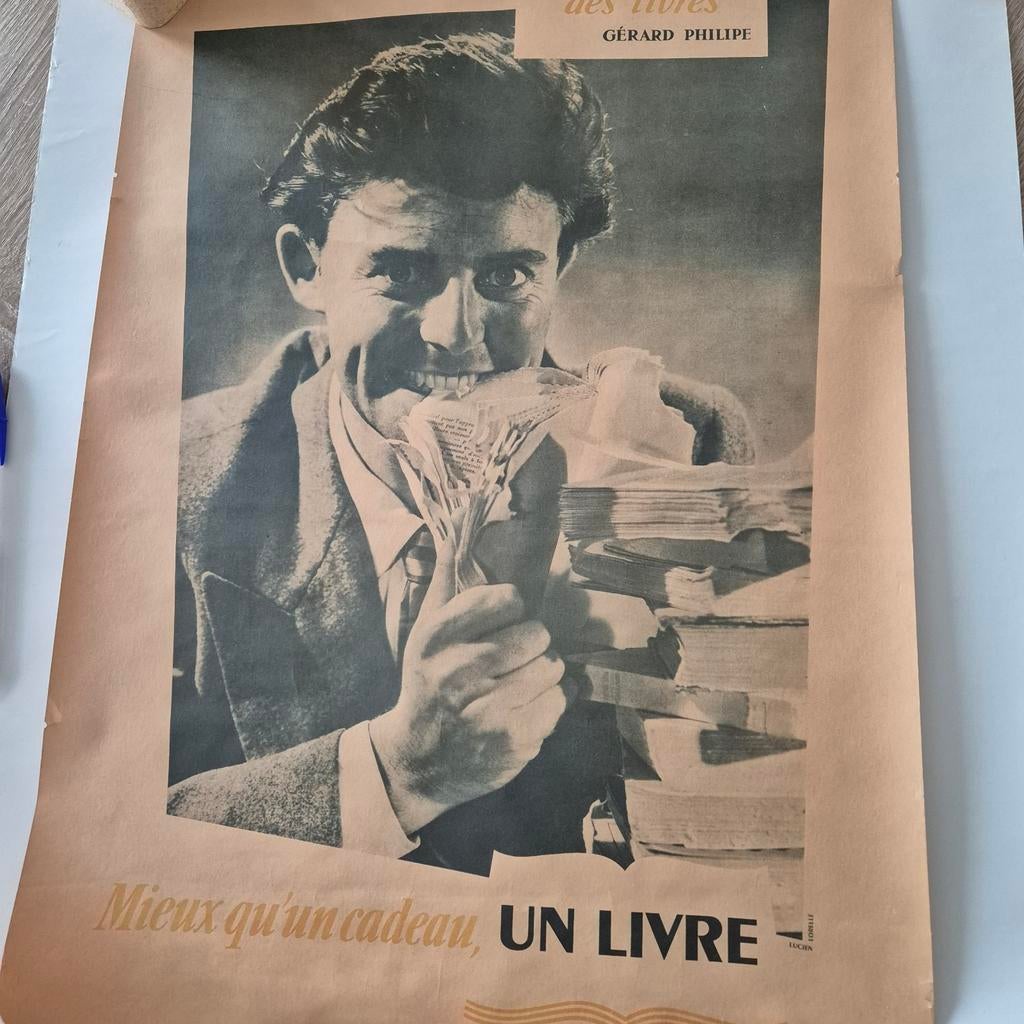 Affiche publicitaire, Gérard Philippe 1950, Verzamelen, Posters, Ophalen of Verzenden