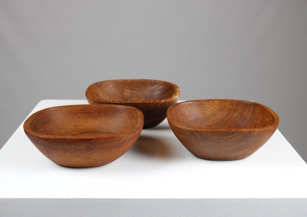 3 bols vintage en teck, Enlèvement ou Envoi