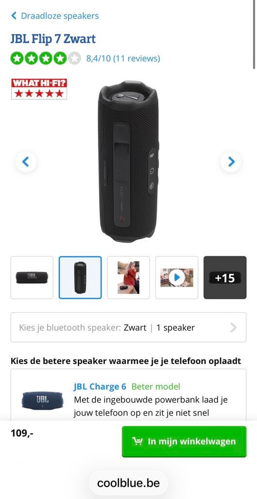 JBL flip 7 zwart (volledig nieuw), Ophalen, Nieuw, 60 tot 120 watt, JBL