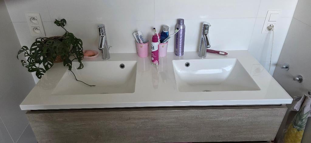 Dubbele wastafel, Doe-het-zelf en Bouw, Ophalen of Verzenden, Chroom, Wastafel