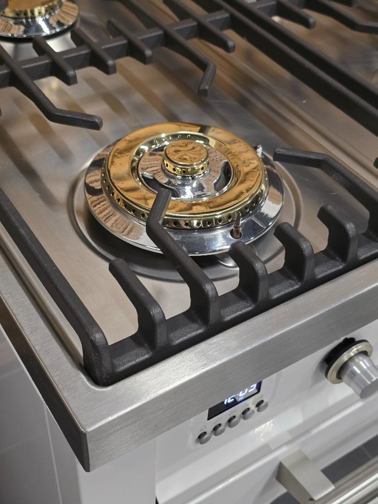 🔥 Poêle Boretti de luxe 90 cm blanc + four à 6 brûleurs en, Gaz, Enlèvement ou Envoi, Classe énergétique A ou plus économe, Plaque chauffante