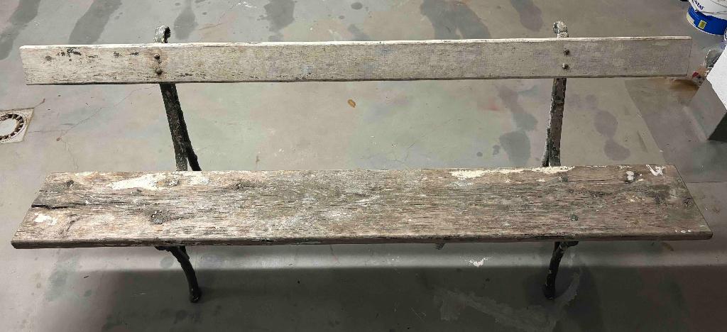 buitenbank voor tuin gemaakt van hout en gietijzer, Tuin en Terras, Tuinbanken, Ophalen, Gebruikt, Hout