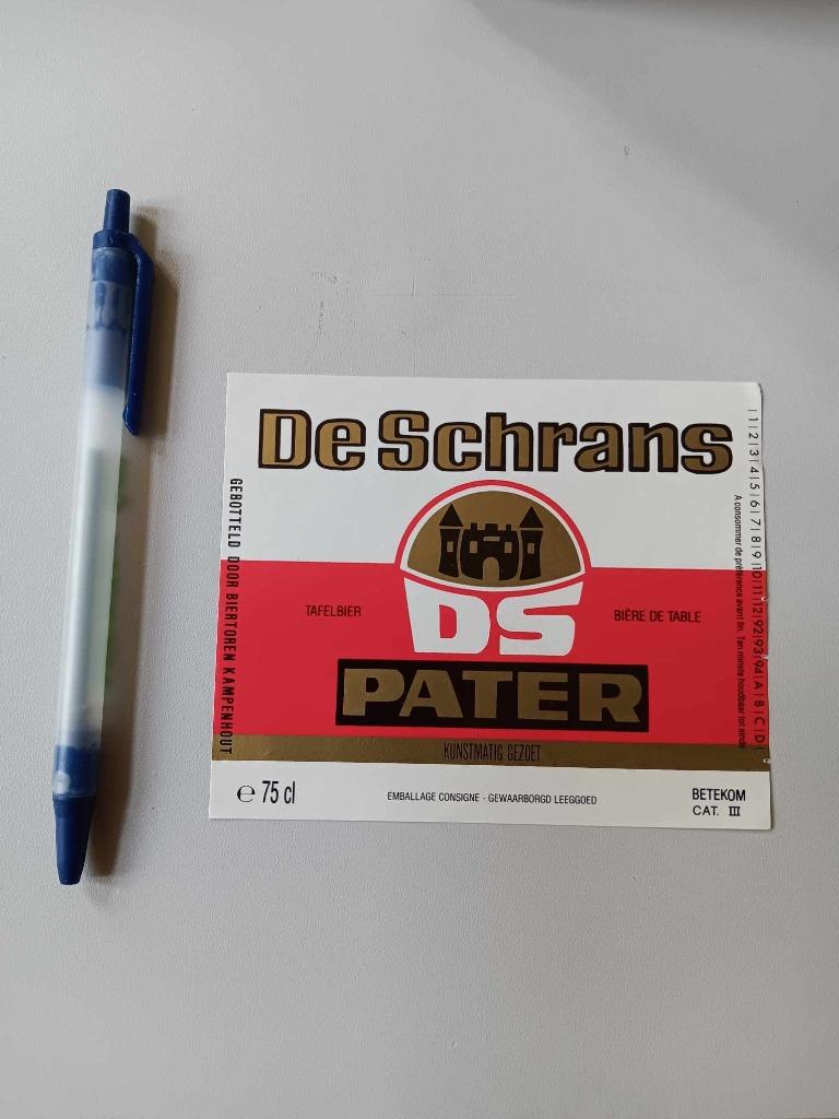 Bieretiket De Schrans Kampenhout, Verzamelen, Biermerken, Ophalen of Verzenden, Gebruikt, Overige typen