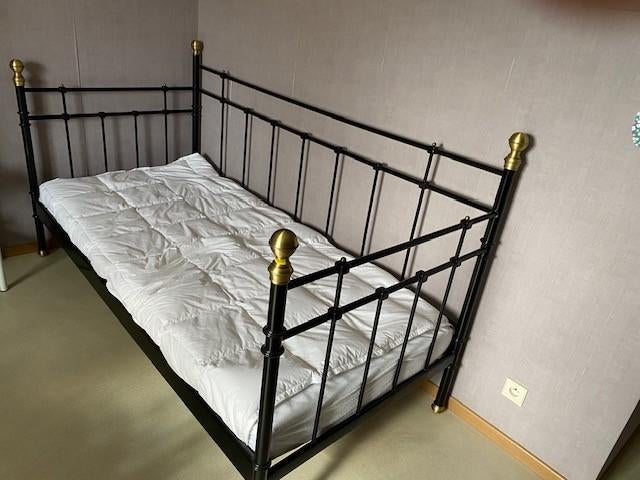 Bed, Huis en Inrichting, Slaapkamer | Bedden, Ophalen, 90 cm, Eenpersoons, Zwart