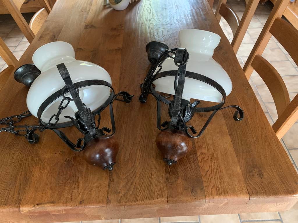 PAIRE DE LUSTRES RUSTIQUES ÉTAT IMPECCABLE, Maison & Meubles, Enlèvement, Comme neuf, Bois