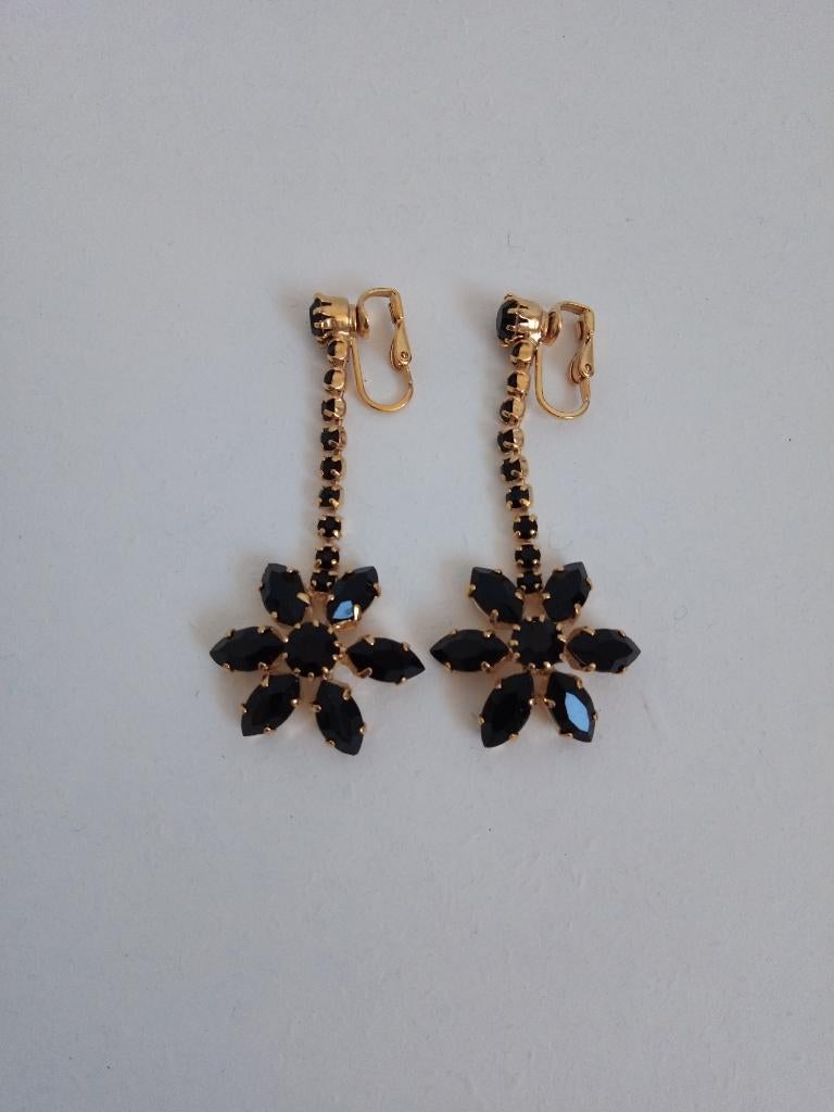 Oorclips goud zwart strass nieuw, Handtassen en Accessoires, Oorbellen, Overige materialen, Zwart, Nieuw, Ophalen of Verzenden