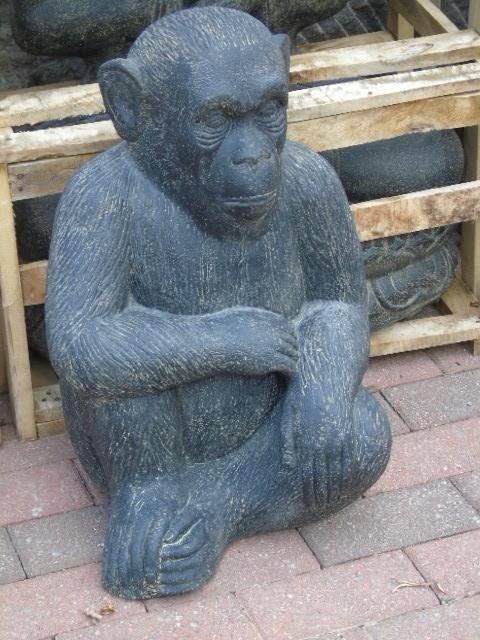 Standbeeld van een chimpansee-aap in steen, te koop!!, Tuin en Terras, Ophalen, Nieuw, Steen, Dierenbeeld