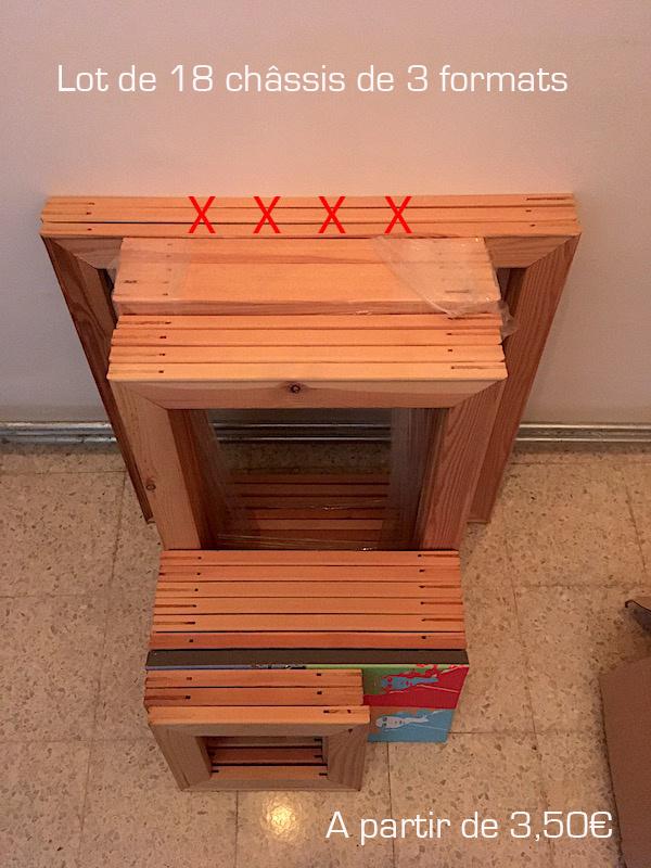 Lot de 18 châssis pour toile en bois (3 formats), Enlèvement, Neuf, Toile