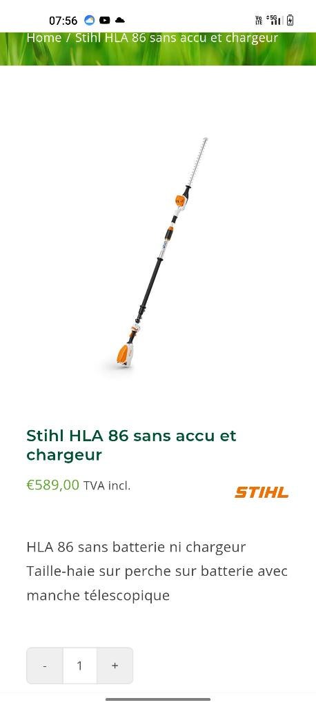 Coupe haie à perche sthill hla 85, Jardin & Terrasse, Enlèvement, Comme neuf, Batterie, Stihl