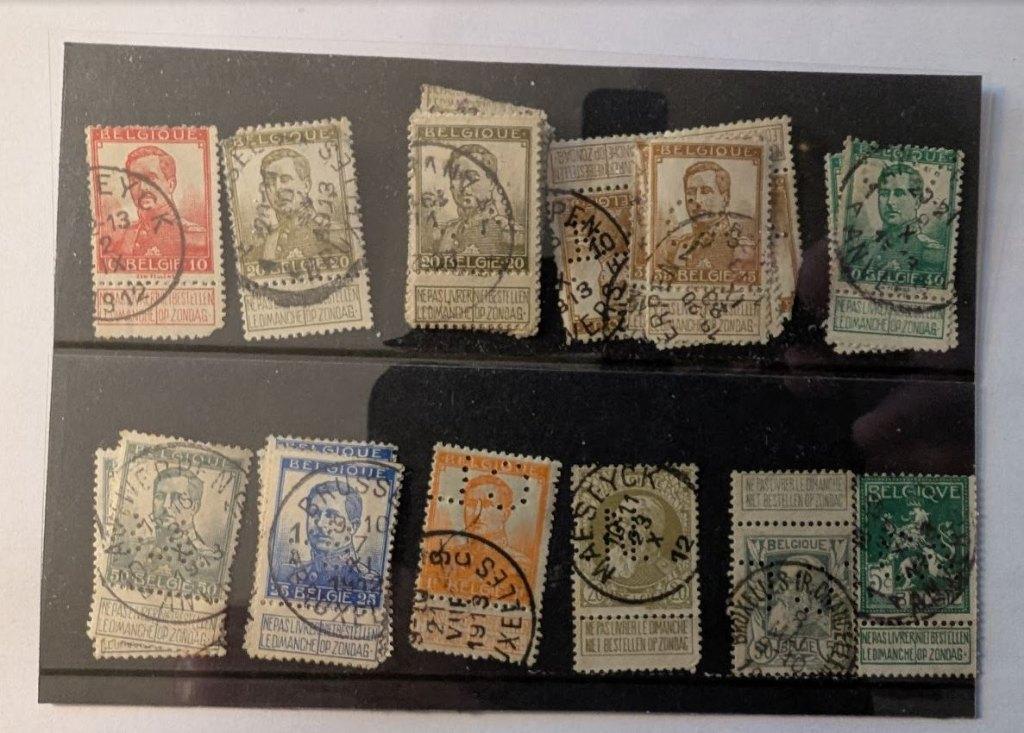 postzegels Leopold II (1905)  en Albert I (1912), Postzegels en Munten, Postzegels | Europa | België, Ophalen of Verzenden, Gestempeld