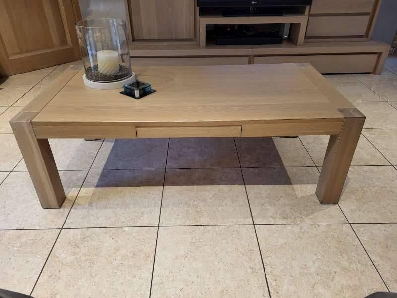 Houten salontafel, Huis en Inrichting, Tafels | Salontafels, Ophalen, Gebruikt, Rechthoekig, Eikenhout