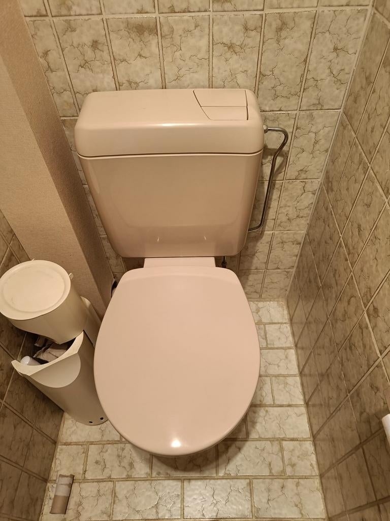 Roze toilet., Ophalen