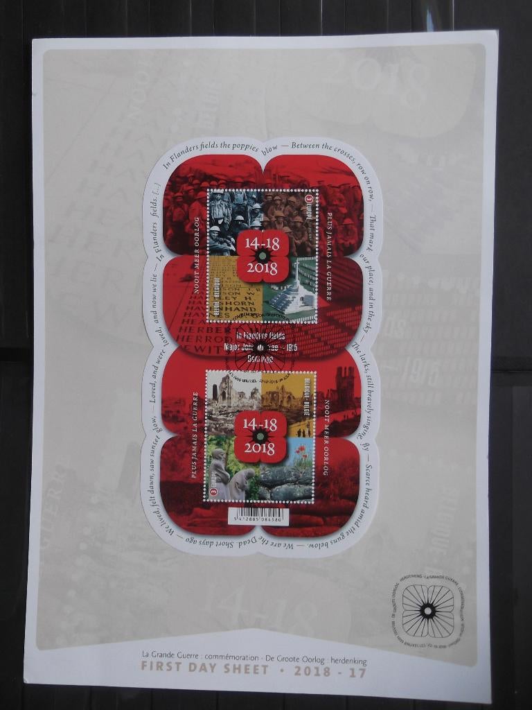 BL269 FDS In Flanders fields 14-18, Postzegels en Munten, Ophalen of Verzenden, Gestempeld, 1e dag stempel