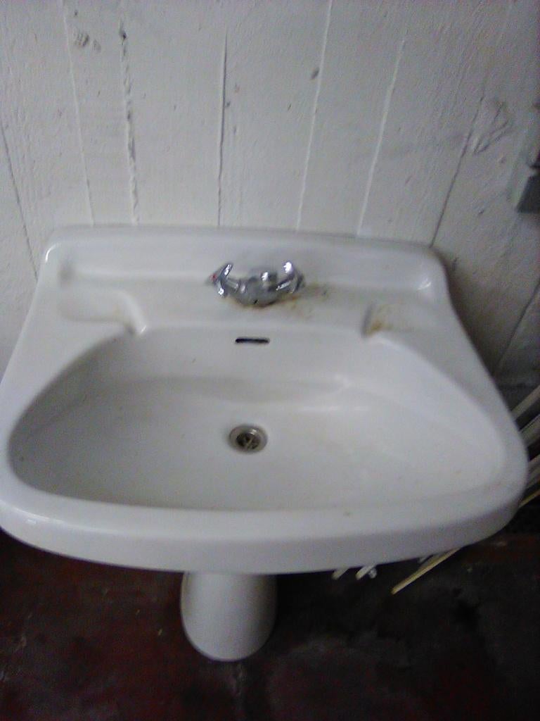 Vintage Retro Lavabo op Sokkel AFHALING LEES BESCHRIJVING, Enlèvement, Utilisé, Pierre, Lavabo