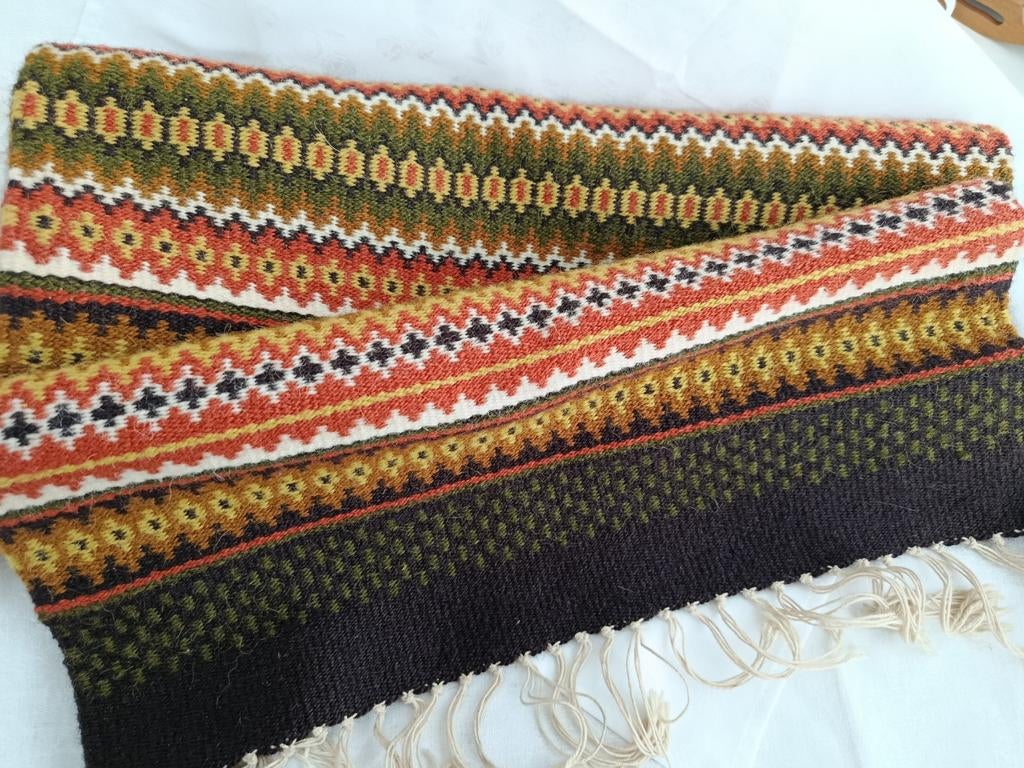 NORWAY, Audhild VIKENS Tissage norvégien traditionnel 41x120, Antiek en Kunst, Antiek | Tapijten, Tafelkleden en Textiel, Ophalen of Verzenden