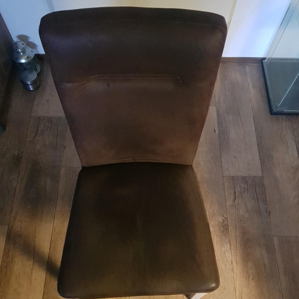 4 bruine fluwelen stoelen,ook afzonderlijk te koop, Ophalen, Gebruikt, Bruin, Vier