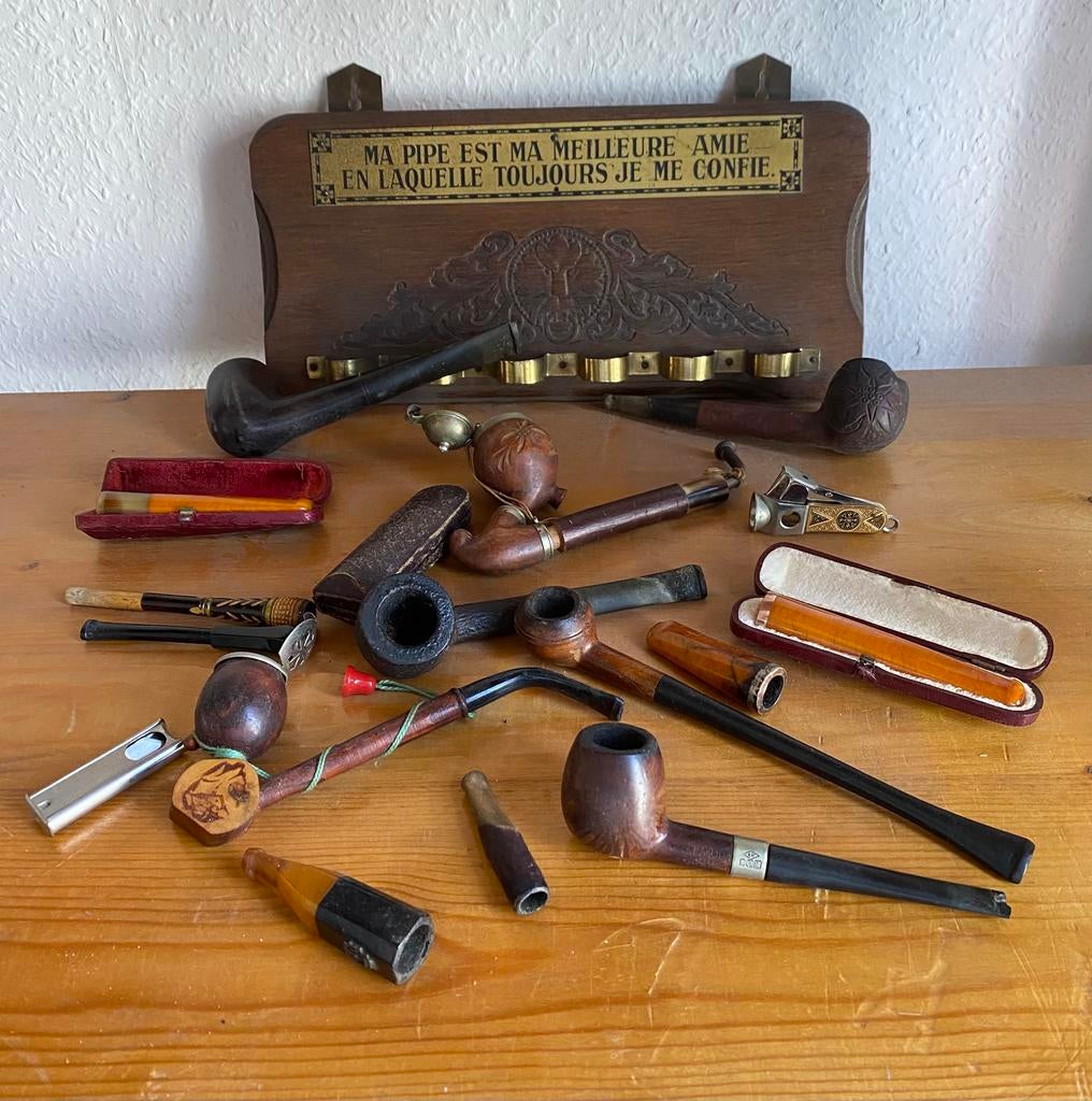 Antieke pijpen en rekje, Verzamelen, Ophalen, Zo goed als nieuw